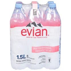 evian Natural Spring Water, 1.5 L bottles, 6 pack