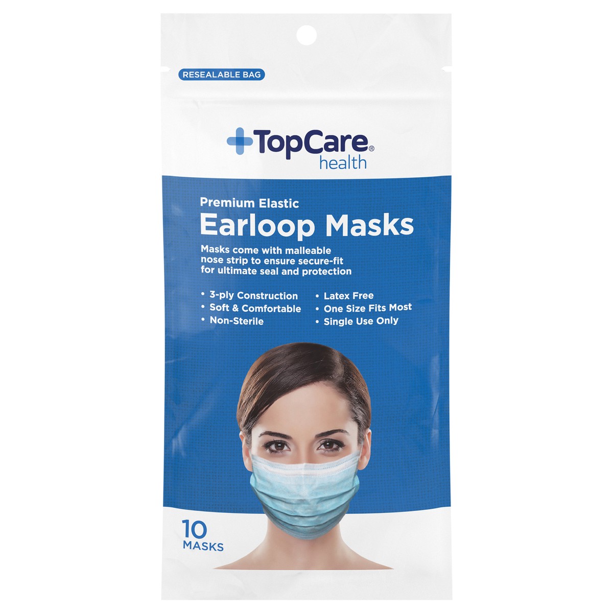 slide 1 of 4, TopCare Top Care Topcare Health Earloop Masks - 10 Count, 10 ct