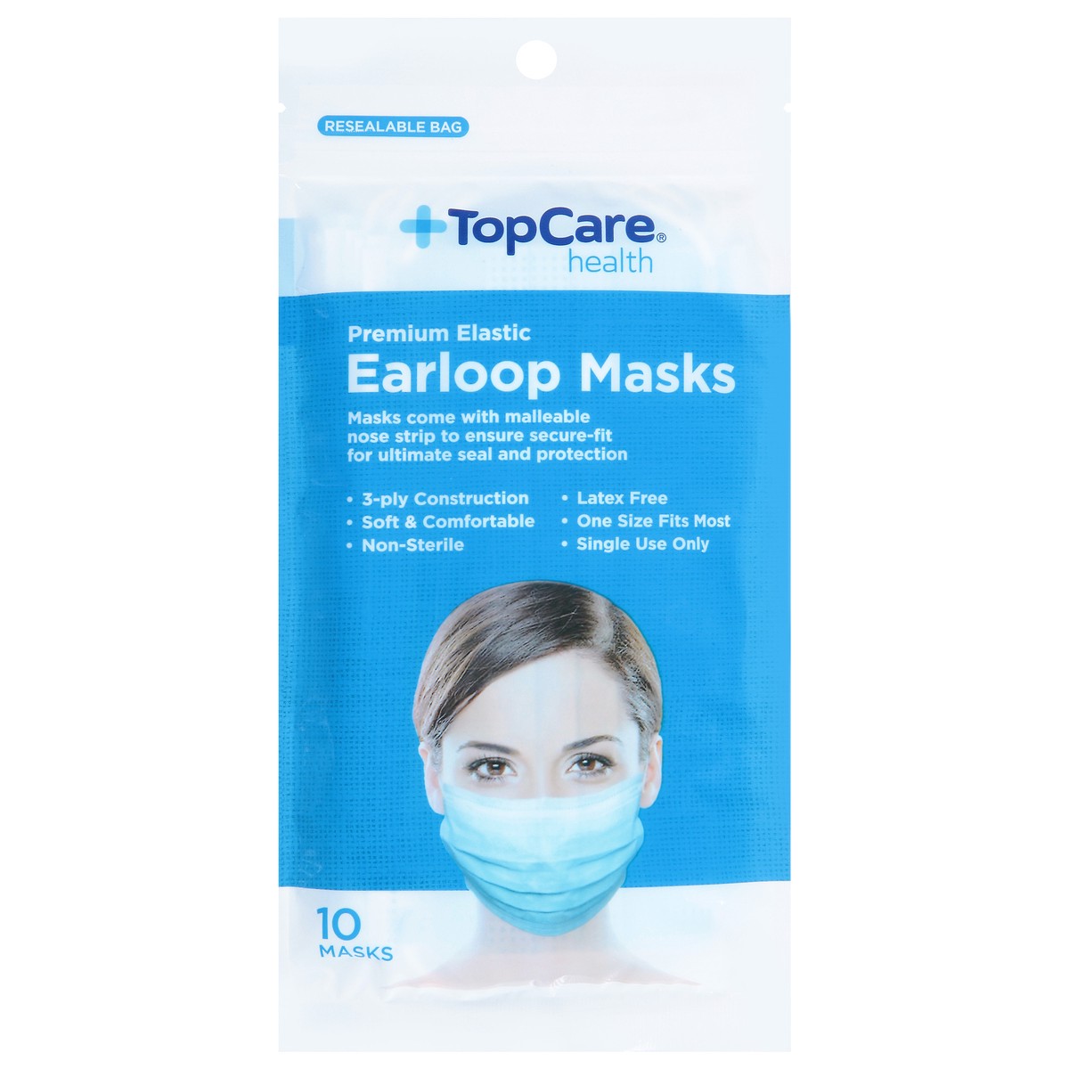 slide 1 of 1, TopCare Top Care Topcare Health Earloop Masks - 10 Count, 10 ct