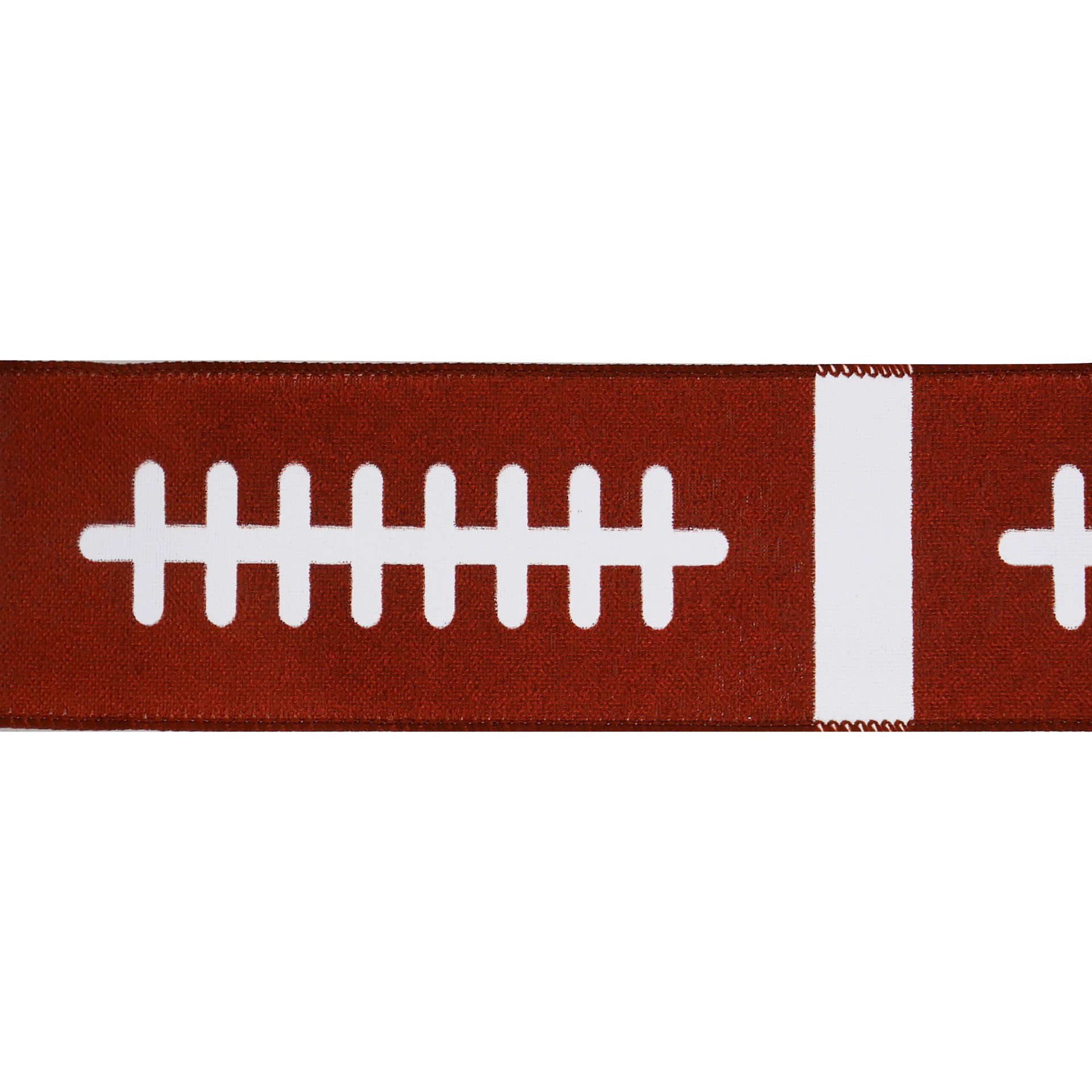 slide 2 of 3, 2.5" X 6.6yd. Football Wired Faux Linen Ribbon By Celebrate It Tailgate, 2.5 in x 6.6 yd