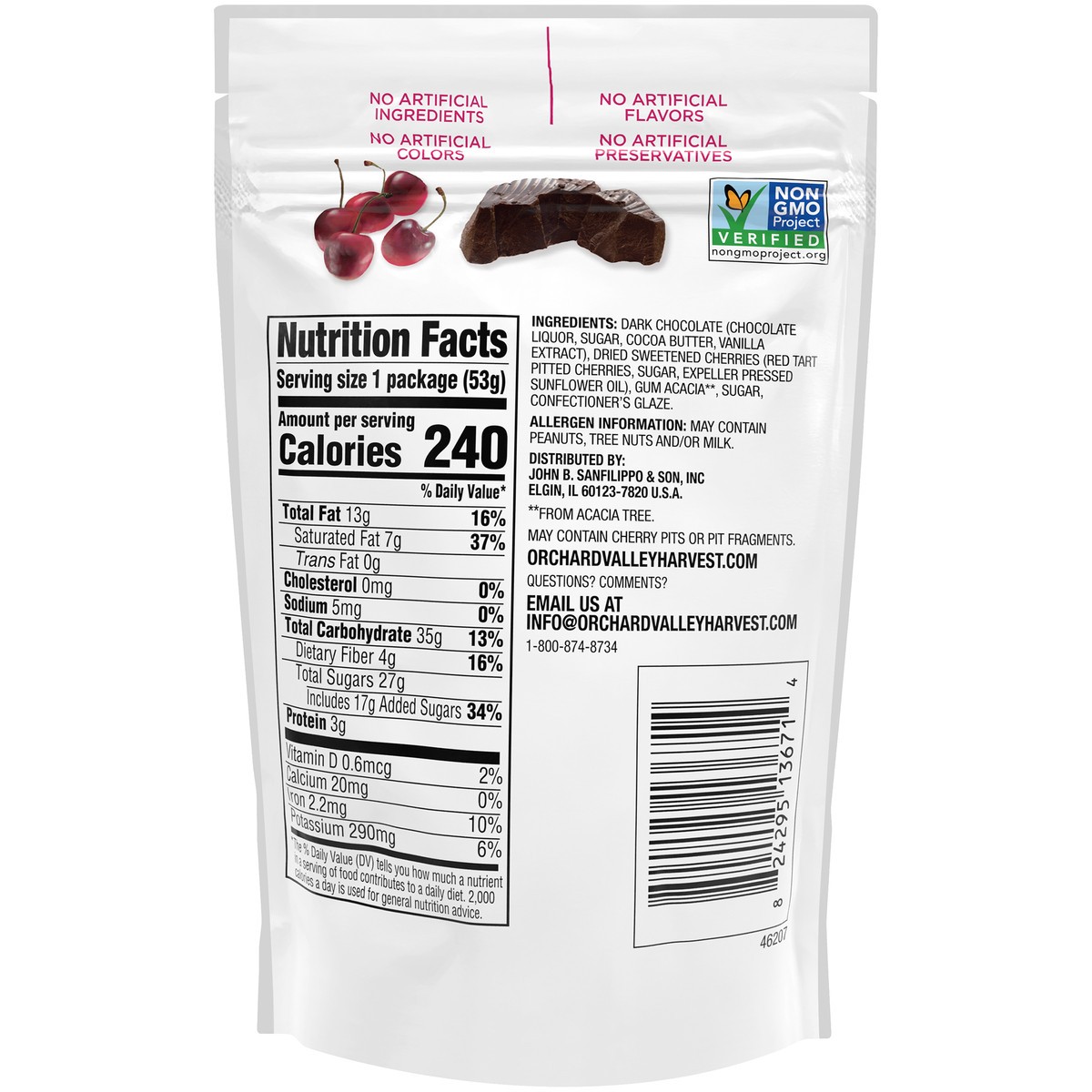 slide 14 of 14, Orchard Valley Harvest Dark Chocolate Sweetened Cherries 1.9 oz. Pouch, 1.9 oz