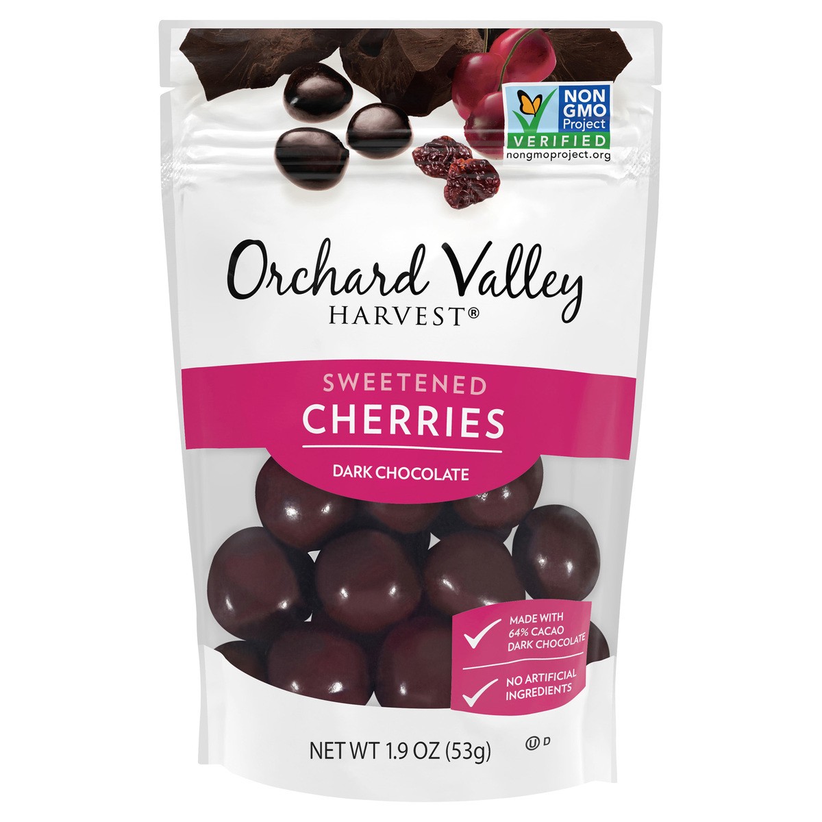 slide 6 of 14, Orchard Valley Harvest Dark Chocolate Sweetened Cherries 1.9 oz. Pouch, 1.9 oz