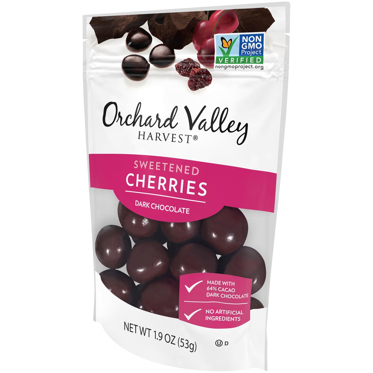 slide 7 of 14, Orchard Valley Harvest Dark Chocolate Sweetened Cherries 1.9 oz. Pouch, 1.9 oz