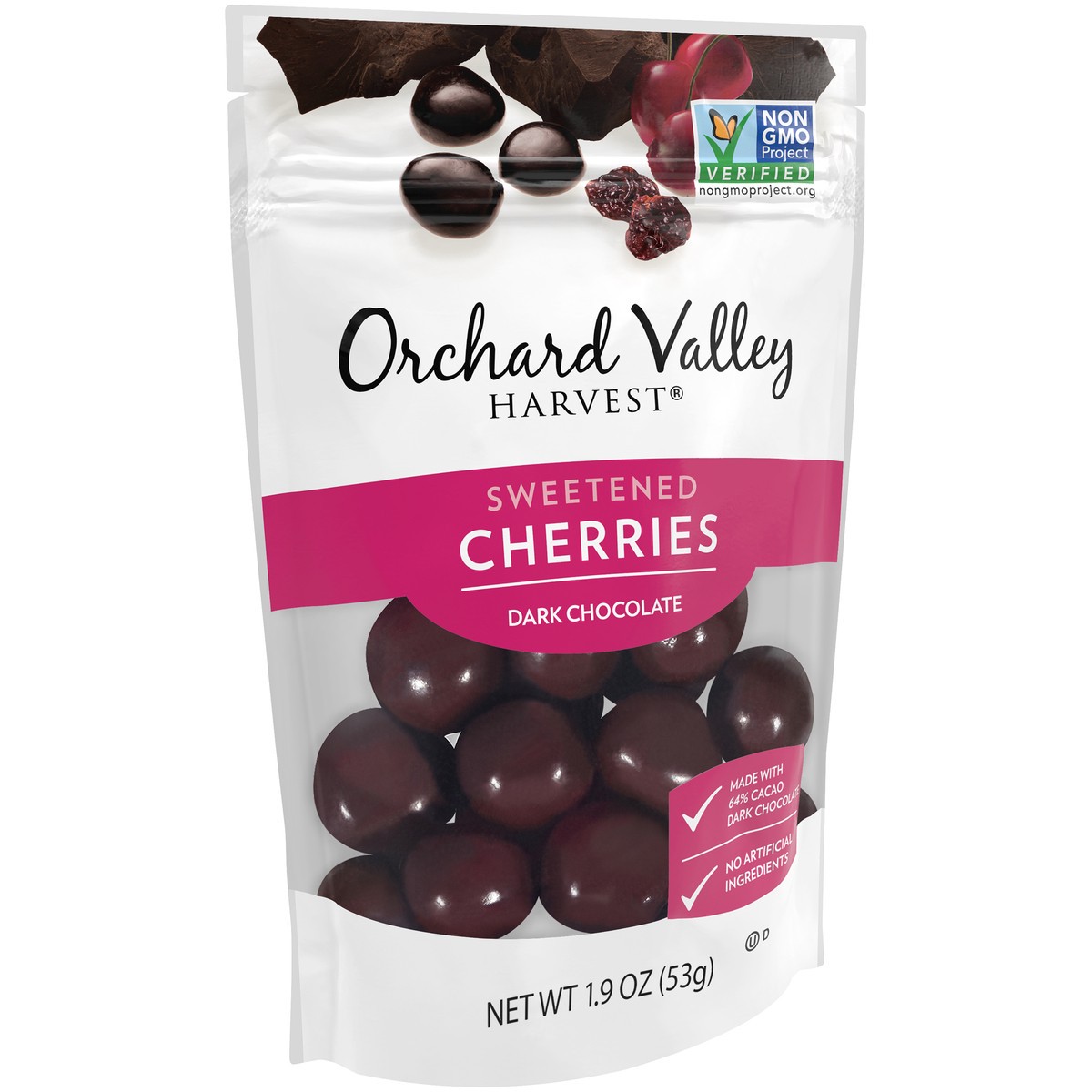 slide 9 of 14, Orchard Valley Harvest Dark Chocolate Sweetened Cherries 1.9 oz. Pouch, 1.9 oz