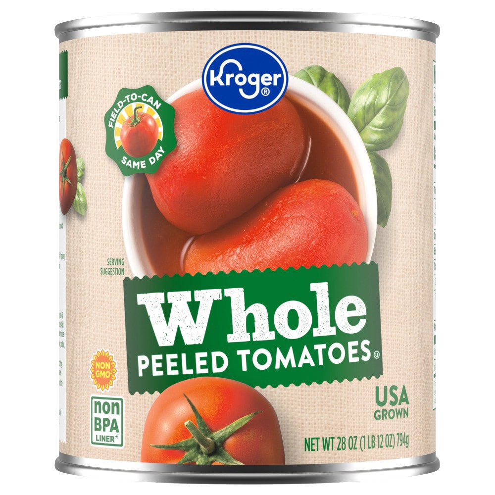 slide 4 of 4, Kroger Whole Peeled Tomatoes, 28 oz