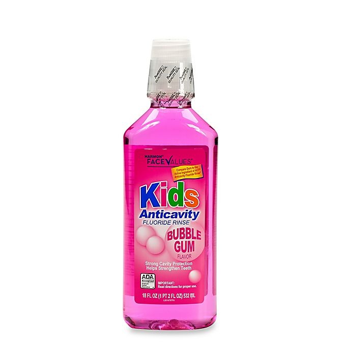 slide 1 of 2, Harmon Face Values Kids Anticavity Fluoride Rinse - Bubble Gum, 18 oz