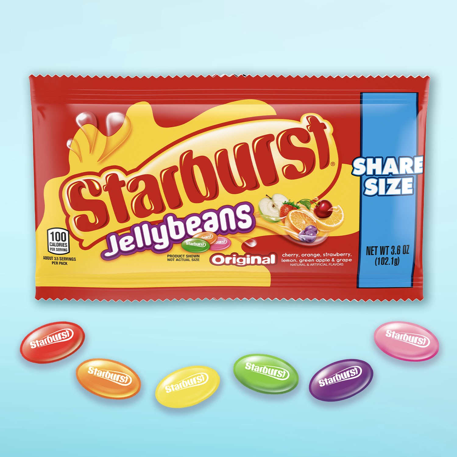 slide 4 of 8, STARBURST Original Jelly Beans Chewy Candy, Share Size, 3.6 oz Bag, 3.6 oz