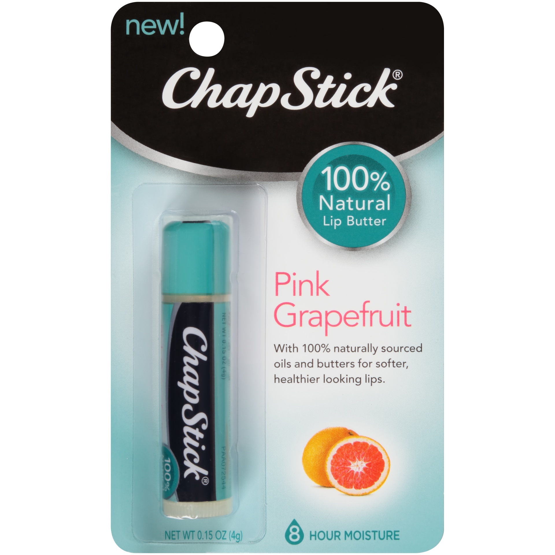 slide 1 of 1, ChapStick 100% Natural Pink Grapefruit Lip Butter, 0.15 oz