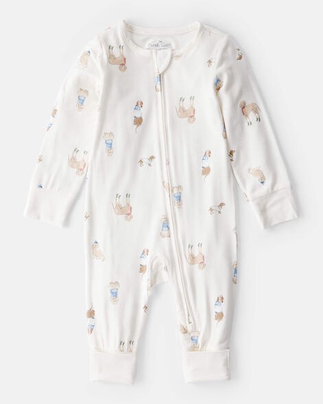 slide 1 of 6, Carter's Baby Dog Print PurelySoft Snug Fit Sleep & Play Pajamas - White White 6M, 1 ct