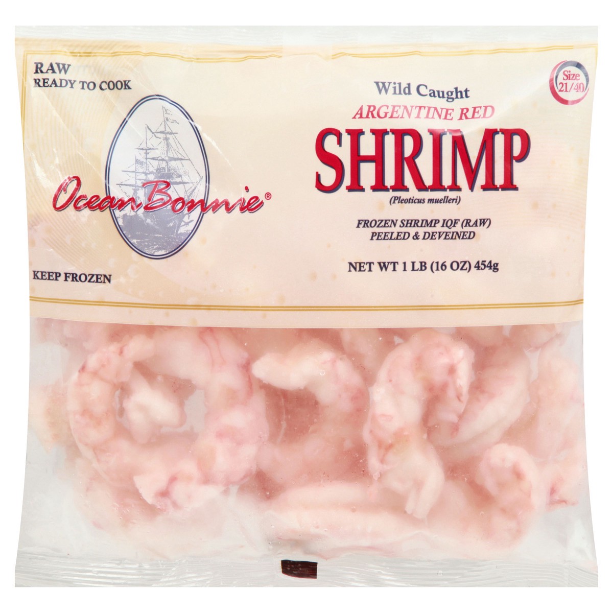 slide 1 of 13, Ocean Bonnie Raw Argentine Red Shrimp, 21-40 ct; 16 oz