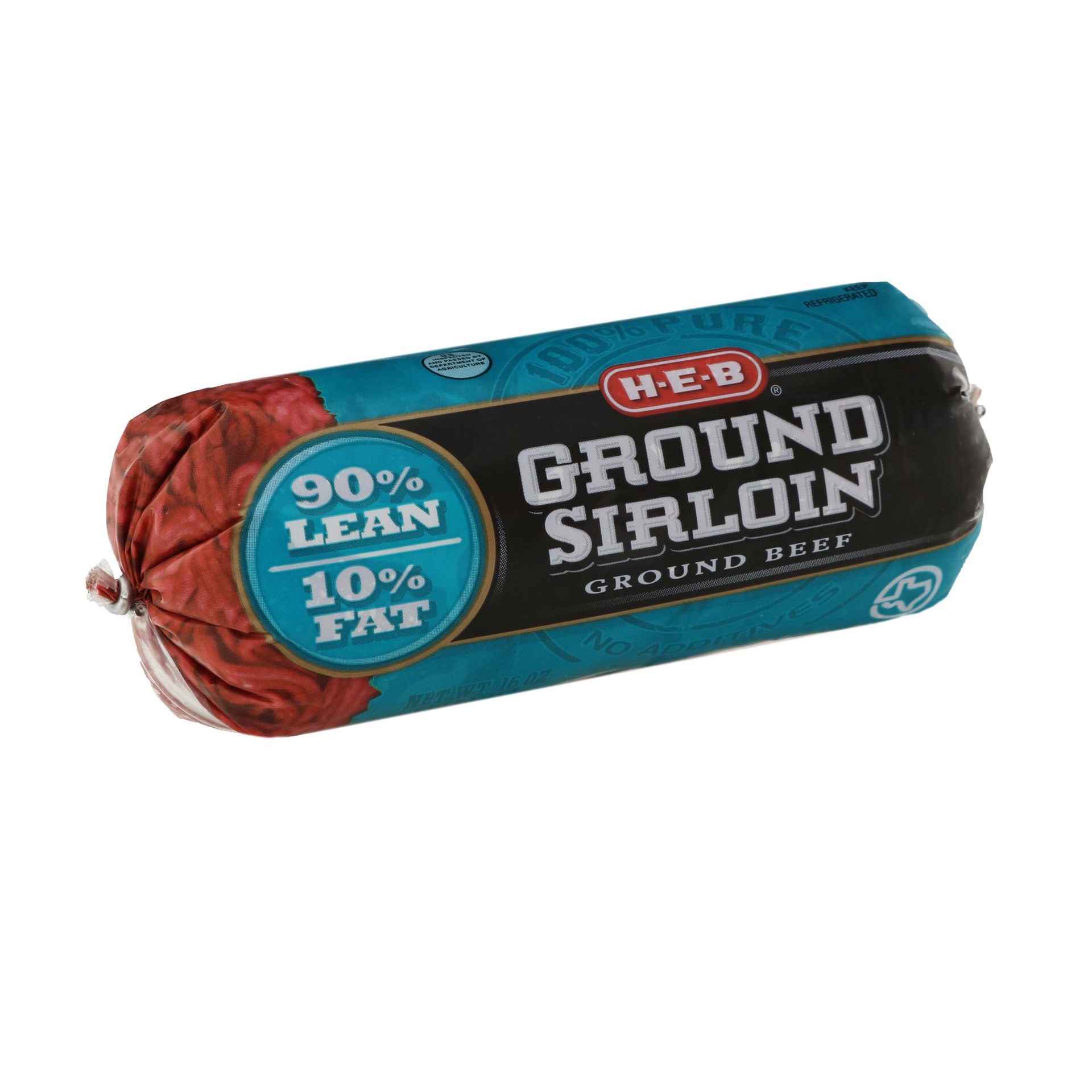 slide 1 of 1, H-E-B 100% Pure Ground Beef Sirloin, 90% Lean, 1 lb