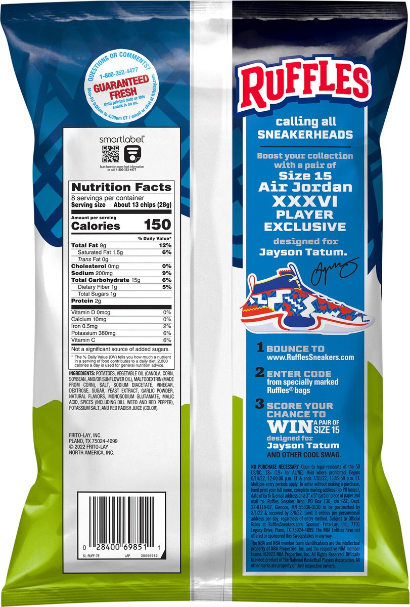 slide 6 of 7, Ruffles Potato Chips, Spicy Dill Pickle, 8 oz