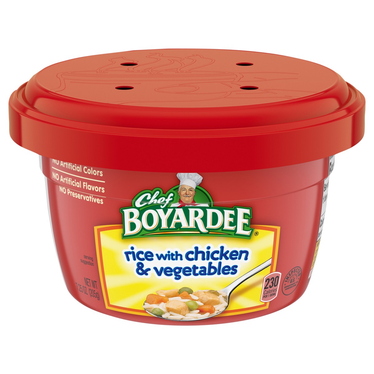 slide 1 of 7, Chef Boyardee Rice with Chicken & Vegetables, Microwavable Meal, 7.25 oz. Bowl, 7.25 oz