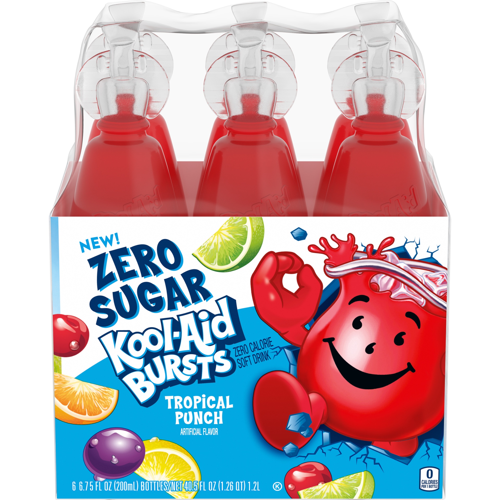 slide 1 of 7, Kool-Aid Bursts Tropical Punch Zero Sugar Artificially Flavored Soft Drink Pack, 6 ct