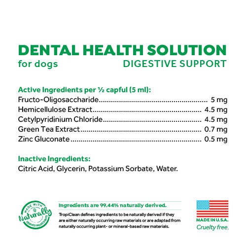 slide 6 of 10, TropiClean Fresh Breath Dental Health Solution Plus Digestive Support for Dogs, 16oz, 1 ct