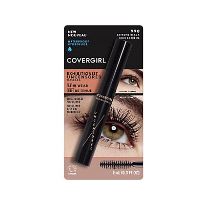 slide 1 of 1, Covergirl Exhibitionist Uncensored Waterproof Mascara 990 Extreme Black, 0.3 oz