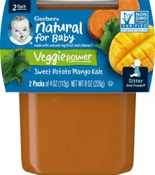 Gerber Natural for Baby Veggie Power Sweet Potato Mango Kale - 2 - 4 oz Tubs