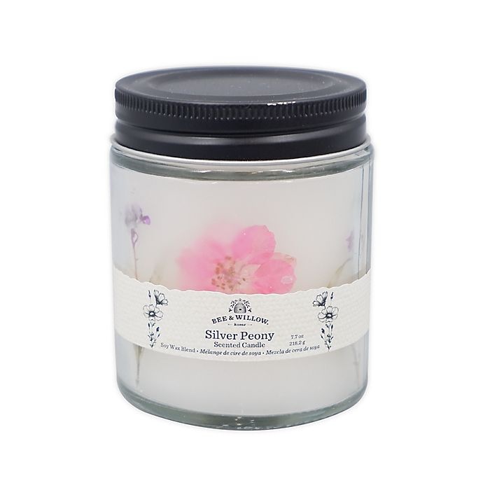 slide 1 of 2, Bee & Willow Home Silver Peony Spring Floral Glass Jar Candle, 7.7 oz