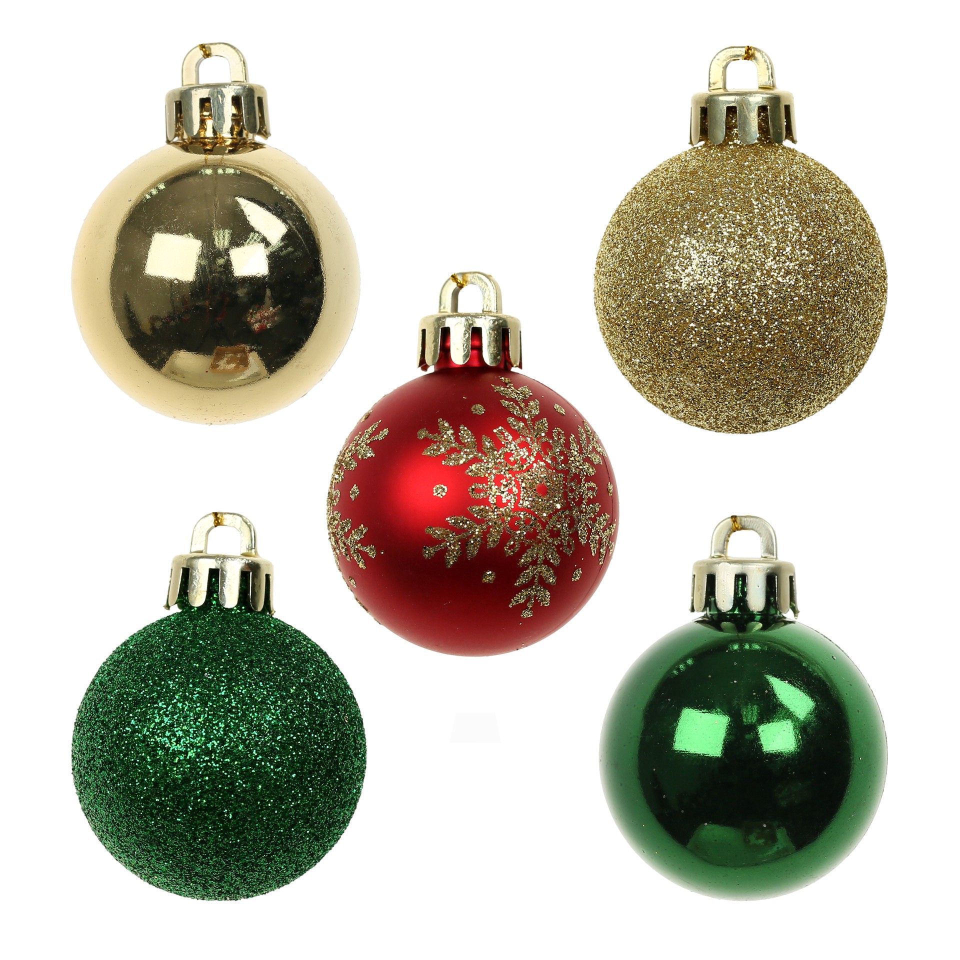 slide 3 of 3, 7 Pack 1.5" Red, Green & Gold Snowflake Shatterproof Ball Ornaments By Ashland, 7 ct