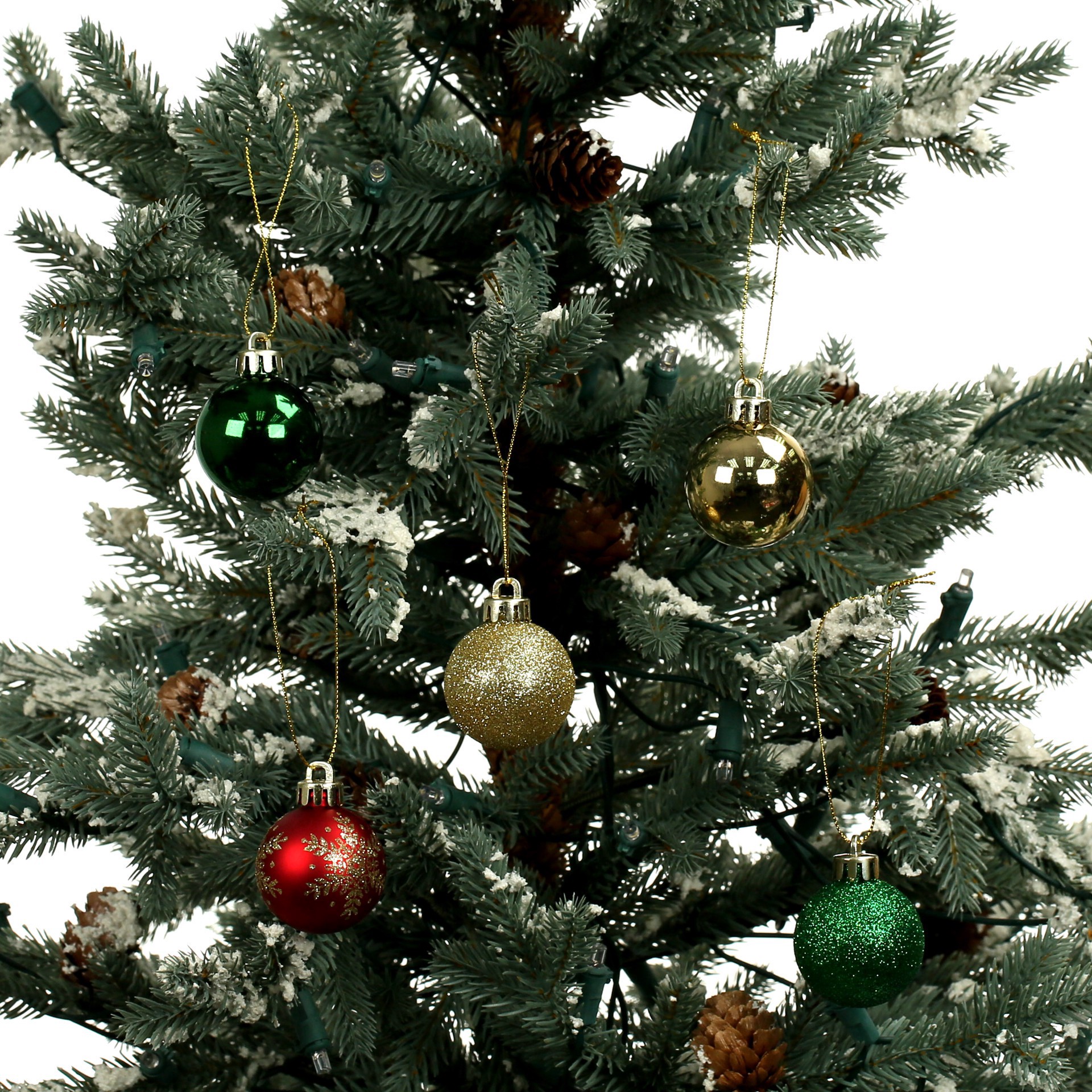 slide 2 of 3, 7 Pack 1.5" Red, Green & Gold Snowflake Shatterproof Ball Ornaments By Ashland, 7 ct