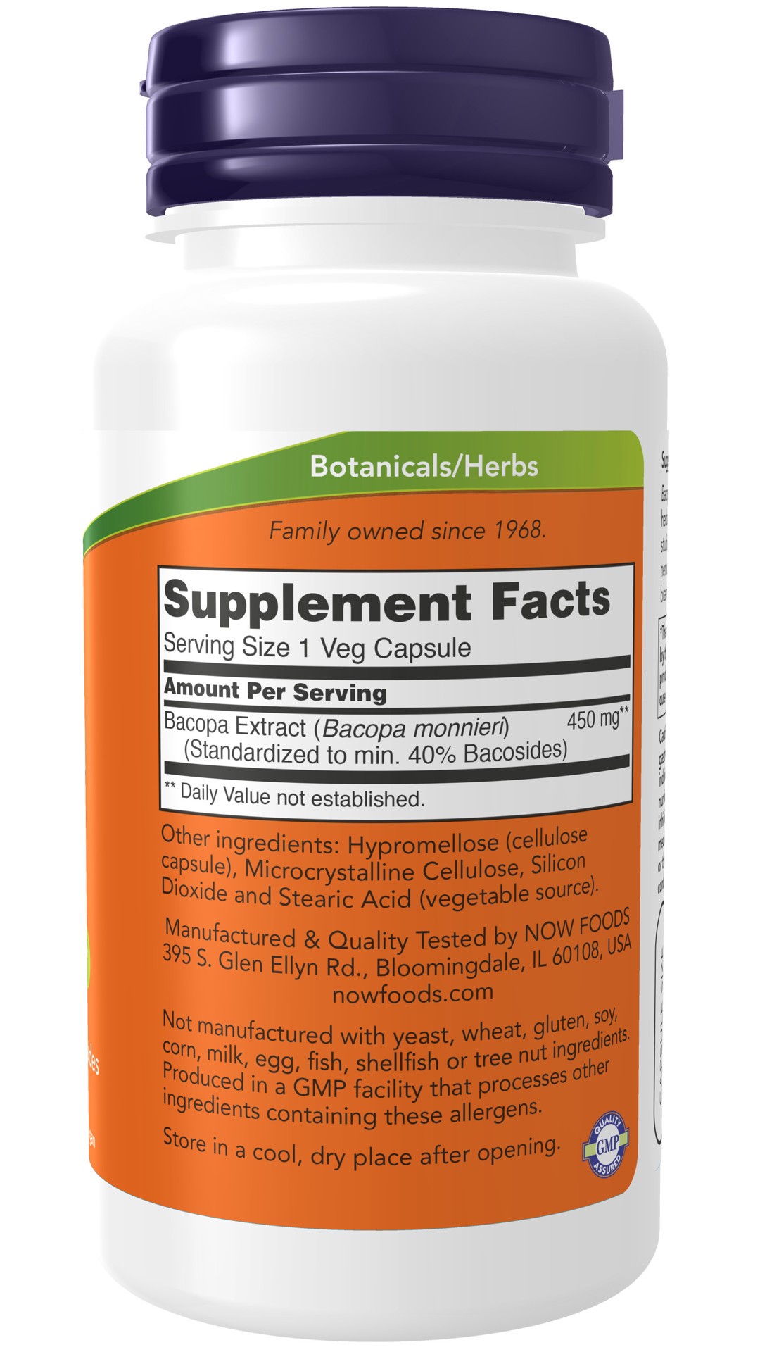 slide 3 of 4, NOW Bacopa Extract 450 mg - 90 Veg Capsules, 90 ct