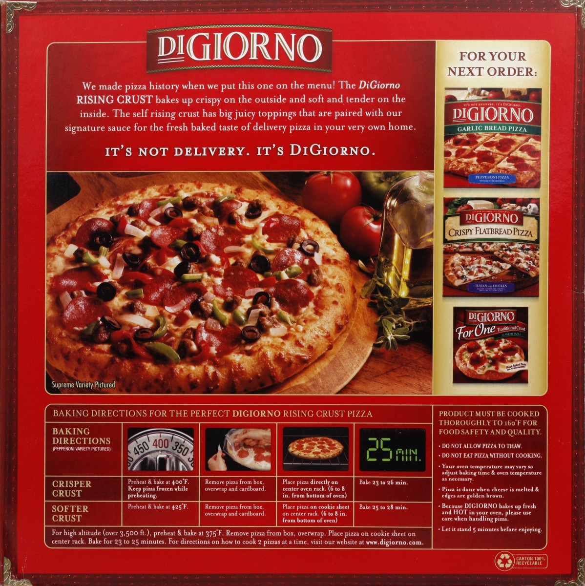 slide 6 of 6, DiGiorno Original Rising Crust Supreme Frozen Pizza, 32.7 oz