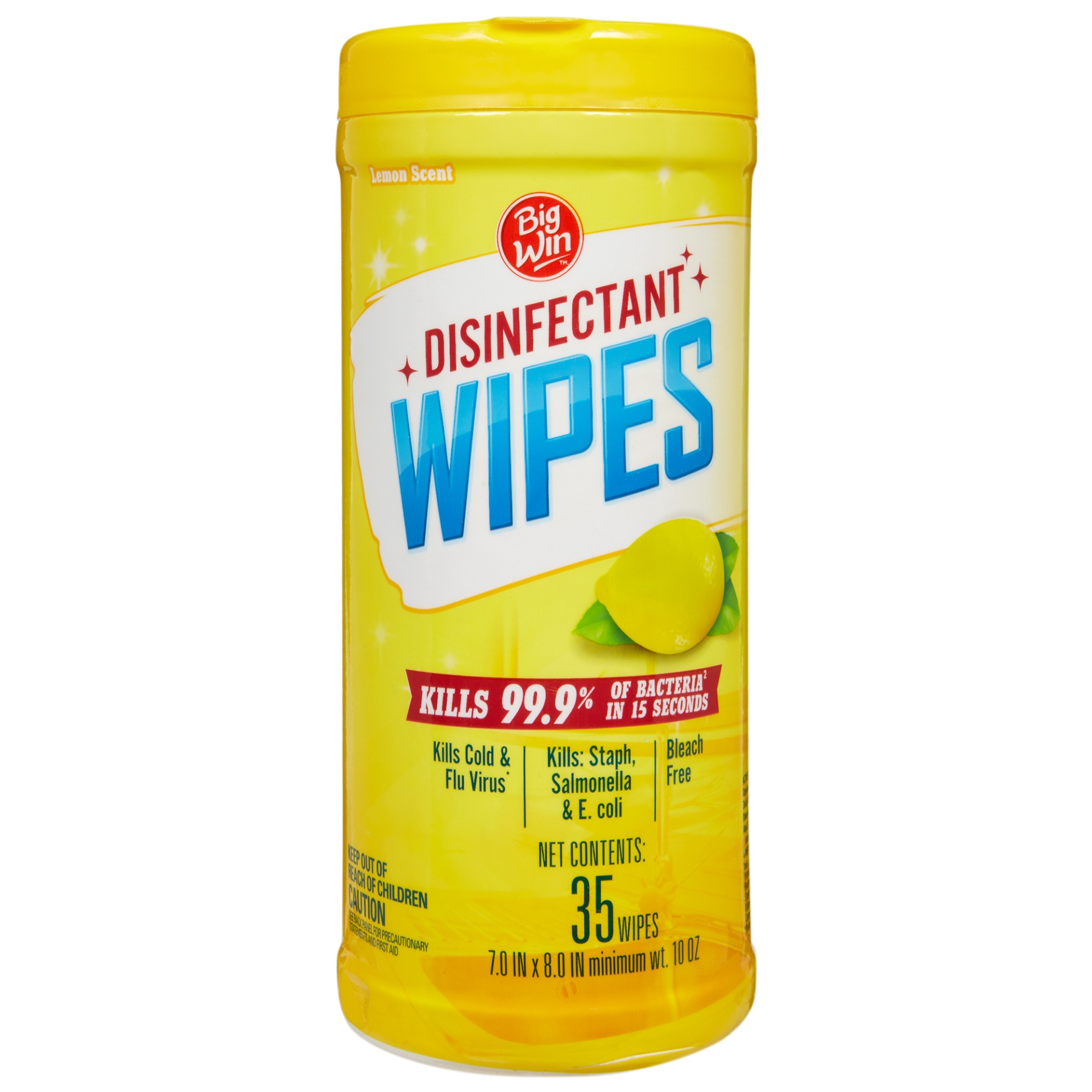 slide 1 of 3, Big Win Disinfecting Wipes, Lemon, 35 ct