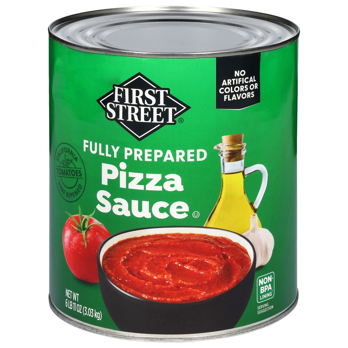 slide 3 of 4, First Street Fs Fully Prepared Pizza Sauce W/ Spices, 107 oz
