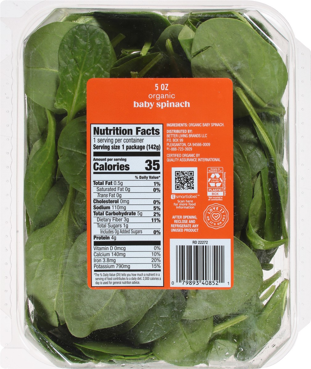 slide 2 of 12, O Organics Organic Baby Spinach, 5 oz