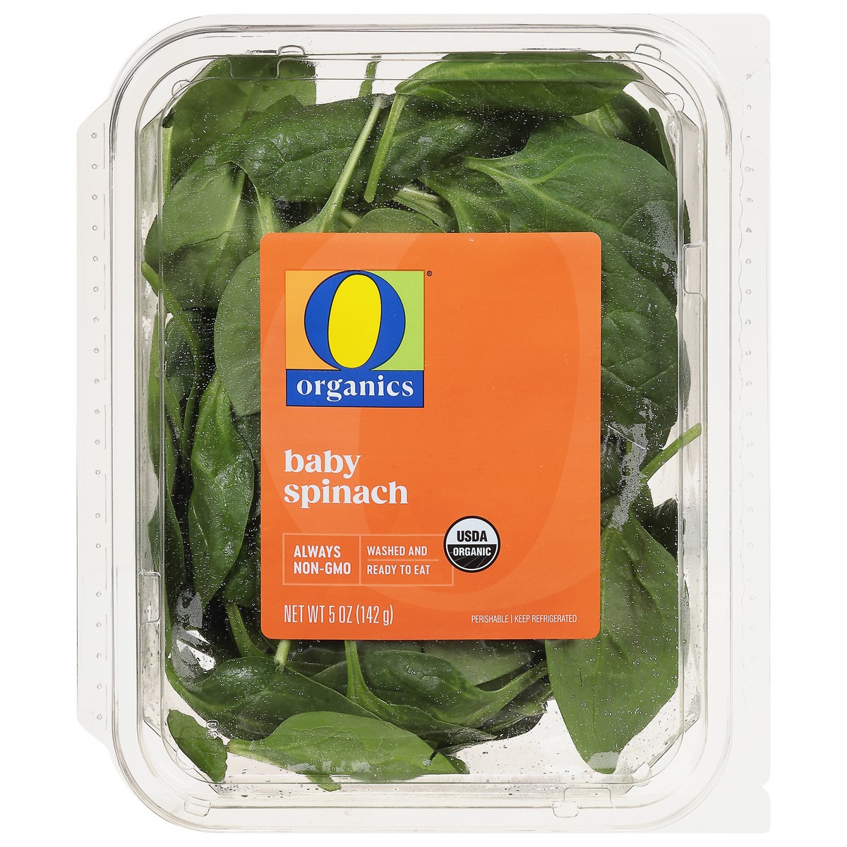 slide 1 of 4, O Organics Organic Baby Spinach, 5 oz