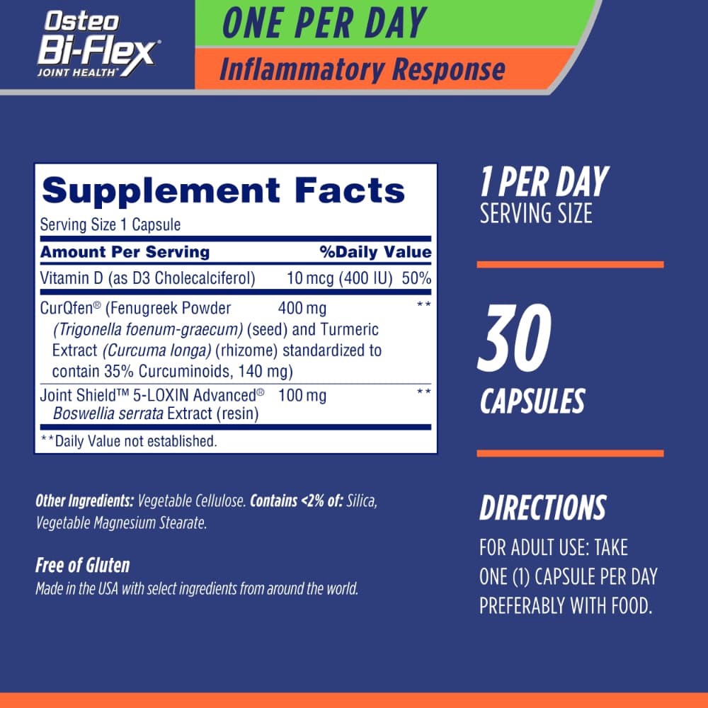 slide 4 of 5, Osteo Bi-Flex One Per Day, Inflammatory Response, Dietary Supplements, Capsules, 30 Count, 30 ct