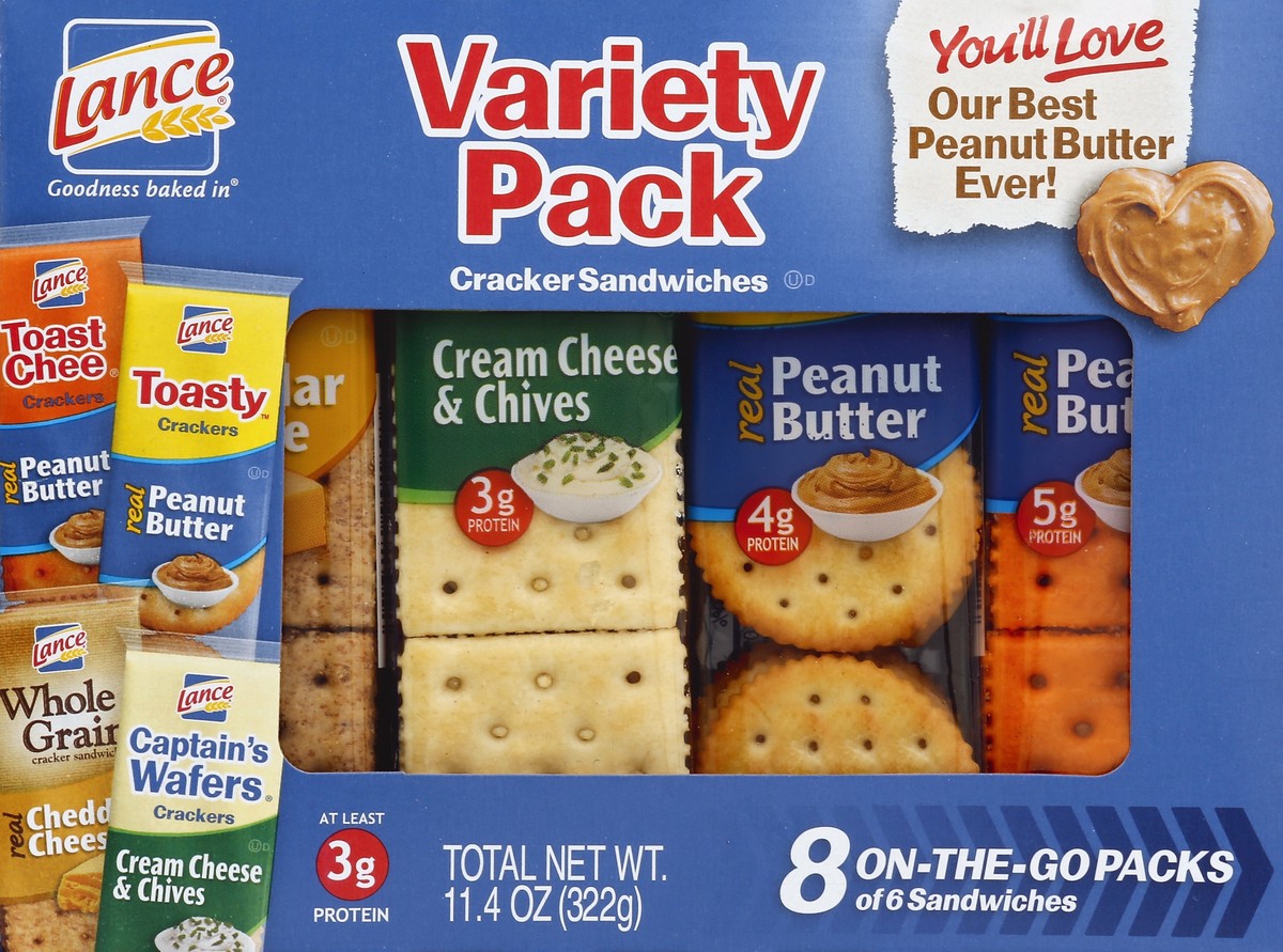 slide 5 of 6, Lance Cracker Sandwiches, Variety Pack, On-The-Go Packs, 8 ct
