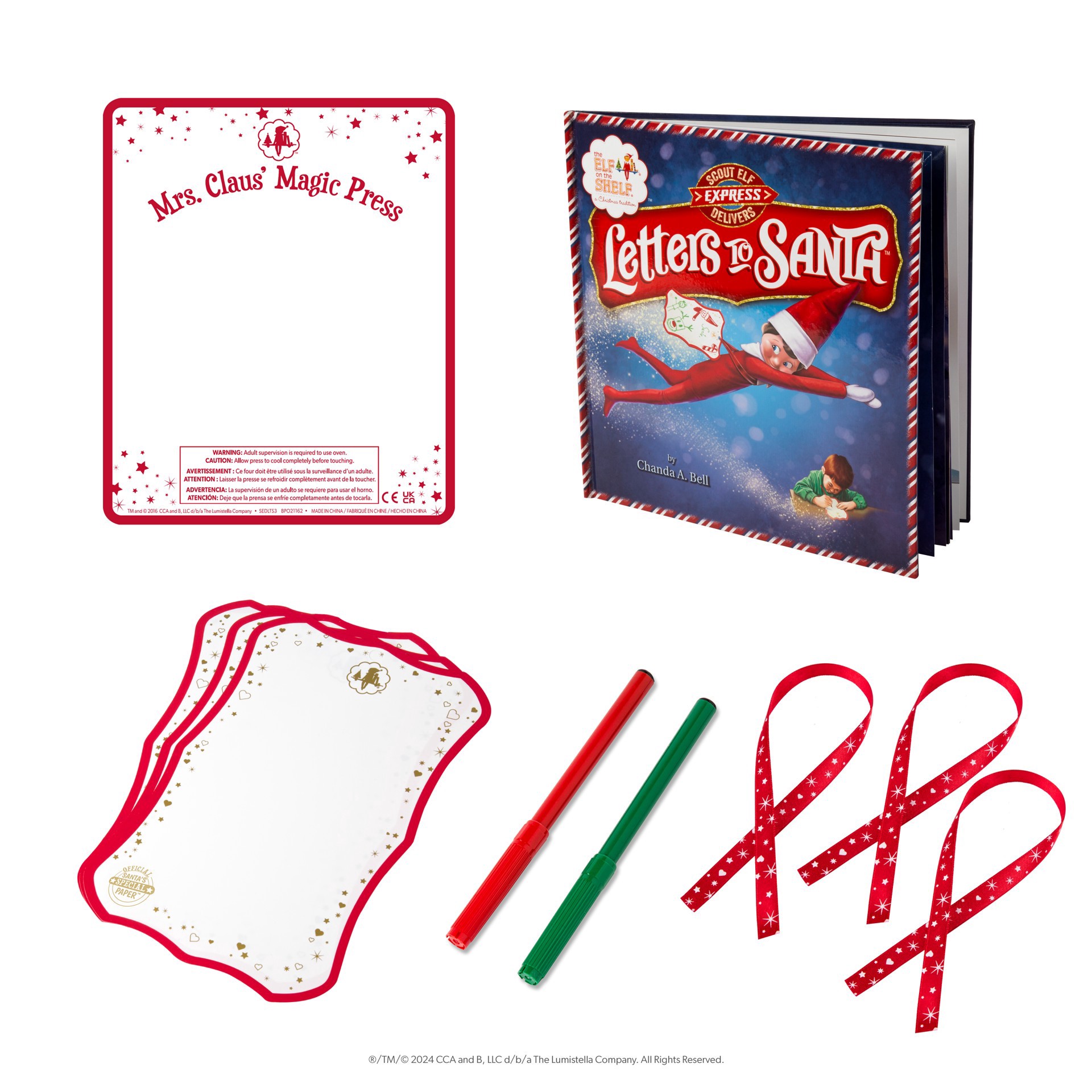 slide 4 of 8, Elf on the Shelf The Elf On The Shelf Scout Elf Express Delivers Letters To Santa, includes 3 sheets of magic paper and 2 markers