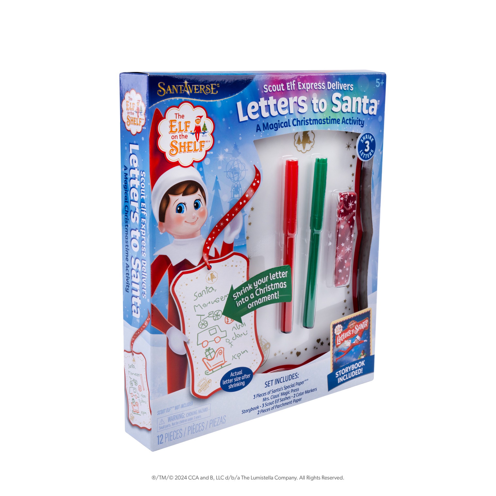 slide 5 of 8, Elf on the Shelf The Elf On The Shelf Scout Elf Express Delivers Letters To Santa, includes 3 sheets of magic paper and 2 markers