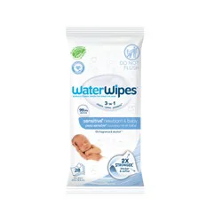 WaterWipes Sensitive+ Newborn & Baby Wipes, 3-in-1 Cleans, Cares, Protects, 99.9% Water