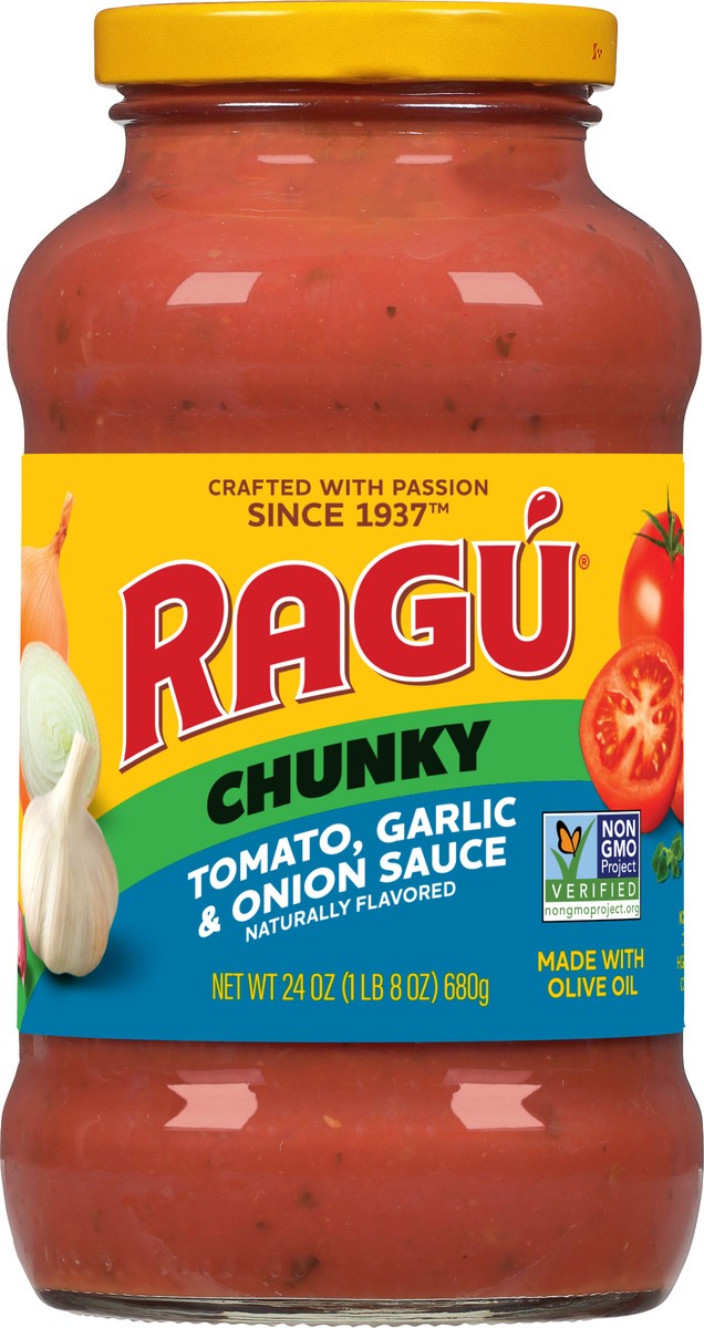 slide 1 of 13, Ragu Chunky Tomato, Garlic & Onion Sauce 24 oz, 24 oz