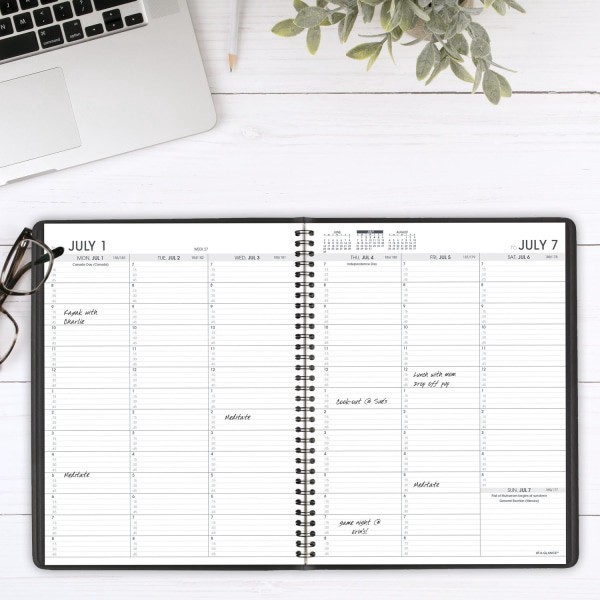 slide 7 of 9, 2024-2025 At-A-Glance Academic Weekly Appointment Book Planner, 8-1/4"" X 11"", Black, July To August, 7095705, 1 ct