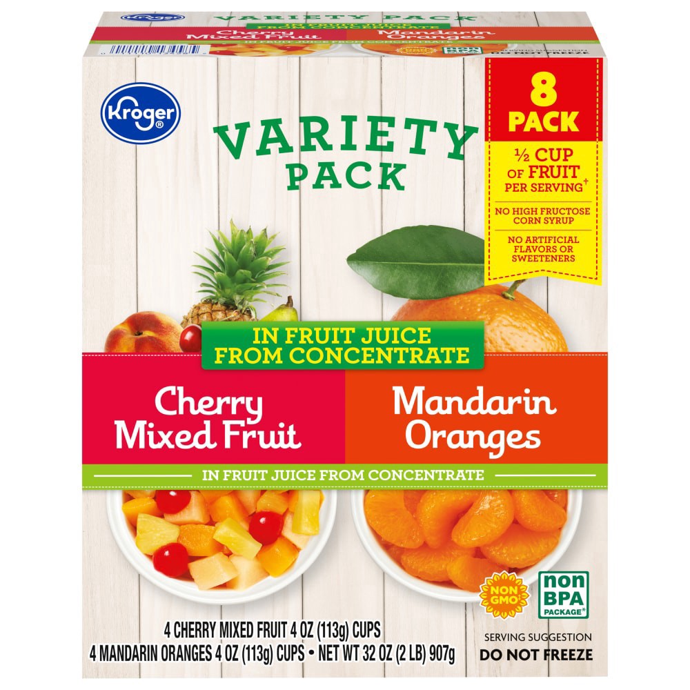 slide 1 of 4, Kroger Fruit Bowl Variety Pack, 8 ct; 4 oz