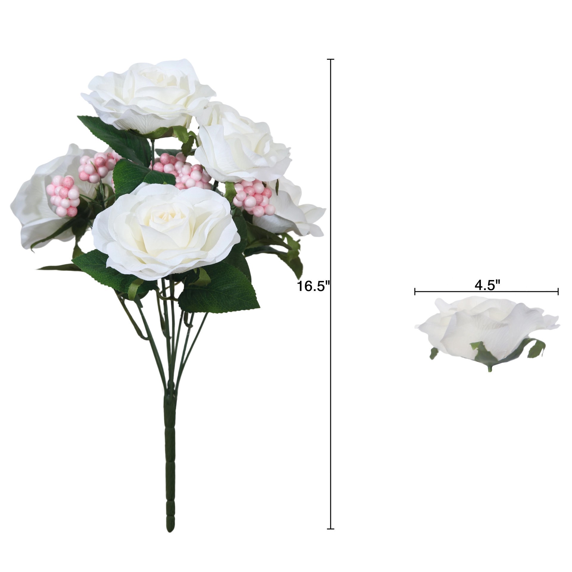 slide 3 of 3, 17" Cream Rose & Berry Deluxe Bush By Ashland, 17 in