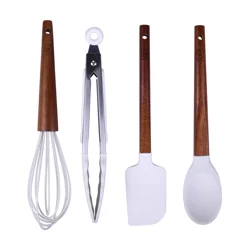 Grand Gourmet Mini Acacia Silicone Utensil set, 4 Pieces