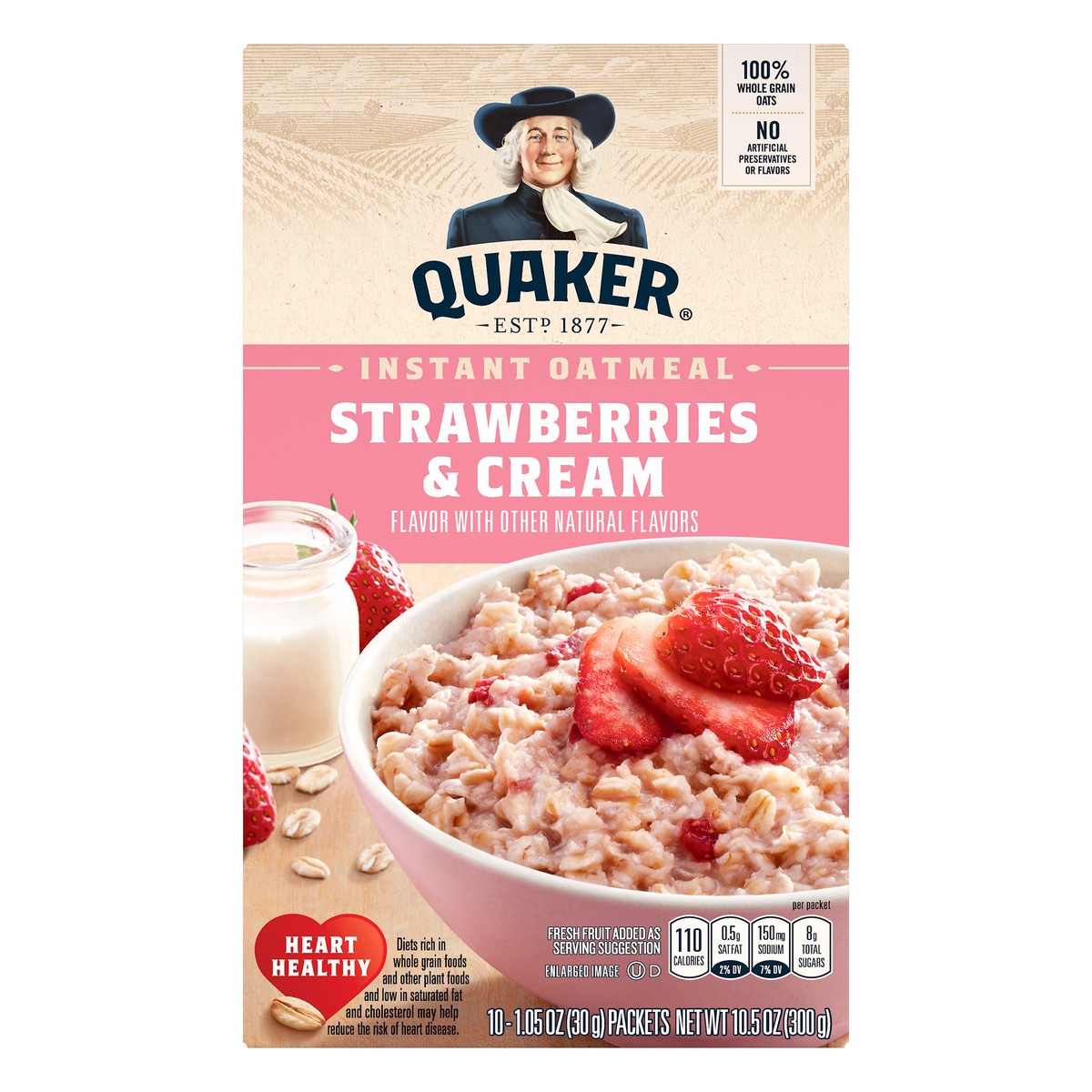 slide 1 of 6, Quaker Strawberries & Cream Instant Oatmeal , 10 ct; 1.05 oz