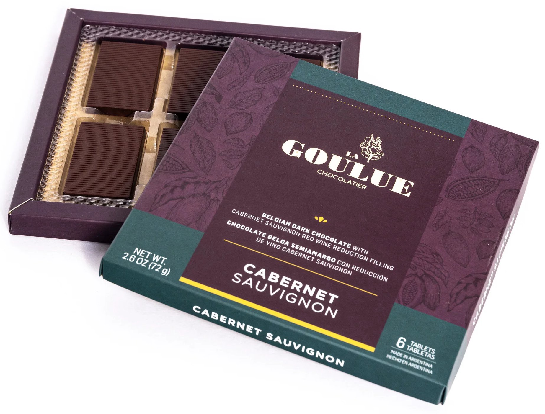 slide 1 of 1, La Goulue Cabernet Sauvignon Wine Filled Dark Chocolate Tablets, 6 ct