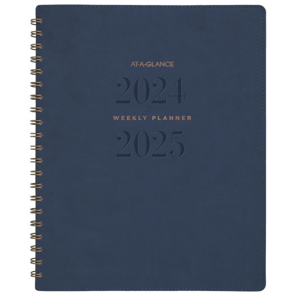 slide 1 of 8, 2024-2025 At-A-Glance Signature Collection Academic Weekly/Monthly Planner, 8-1/2"" X 11"", Navy, July To July, Yp905A20, 1 ct