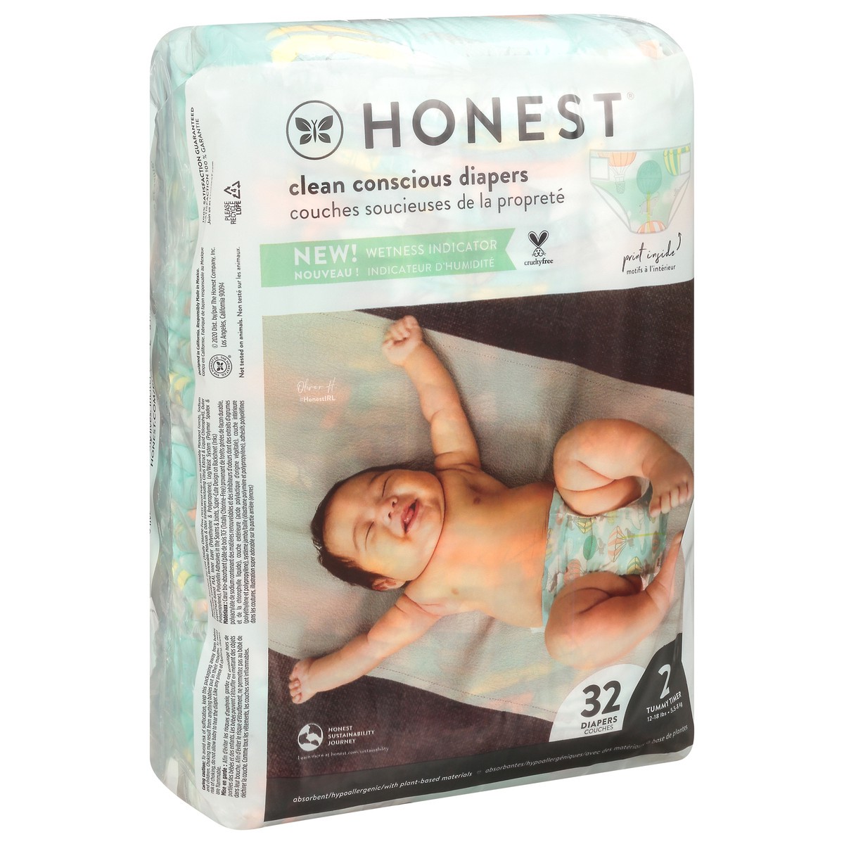 slide 2 of 9, Honest Tummy Timer Above It All Size 2 (12-18 lbs) Diapers 32 ea, 32 ct