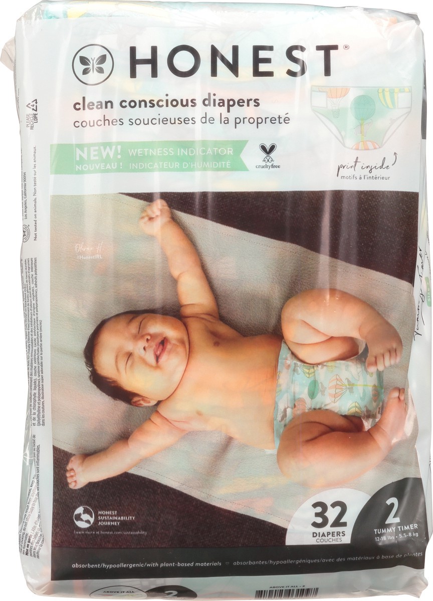 slide 6 of 9, Honest Tummy Timer Above It All Size 2 (12-18 lbs) Diapers 32 ea, 32 ct