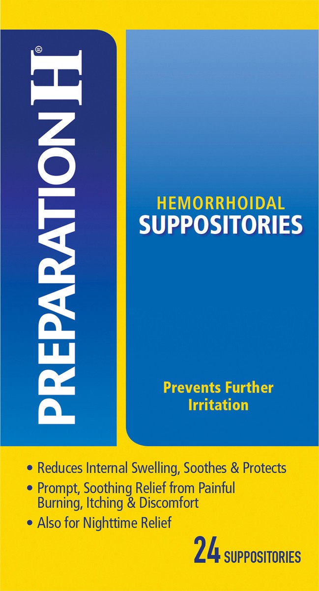 slide 11 of 13, PREPARATION H Hemorrhoid Symptom Treatment Suppositories (Cocoa Butter), Burning, Itching and Discomfort Relief (24 Count), 24 ct