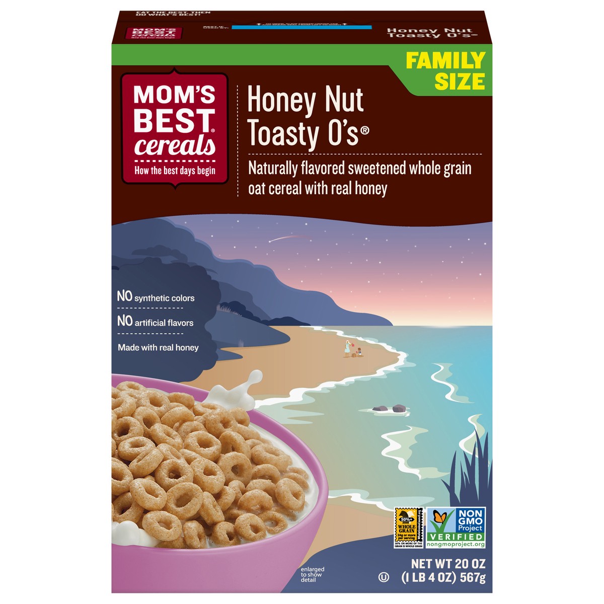 slide 13 of 13, Mom's Best Honey Nut Toasty O's Cereal Family Size 20 oz, 20 oz