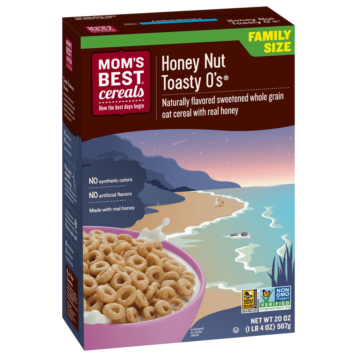 slide 8 of 13, Mom's Best Honey Nut Toasty O's Cereal Family Size 20 oz, 20 oz