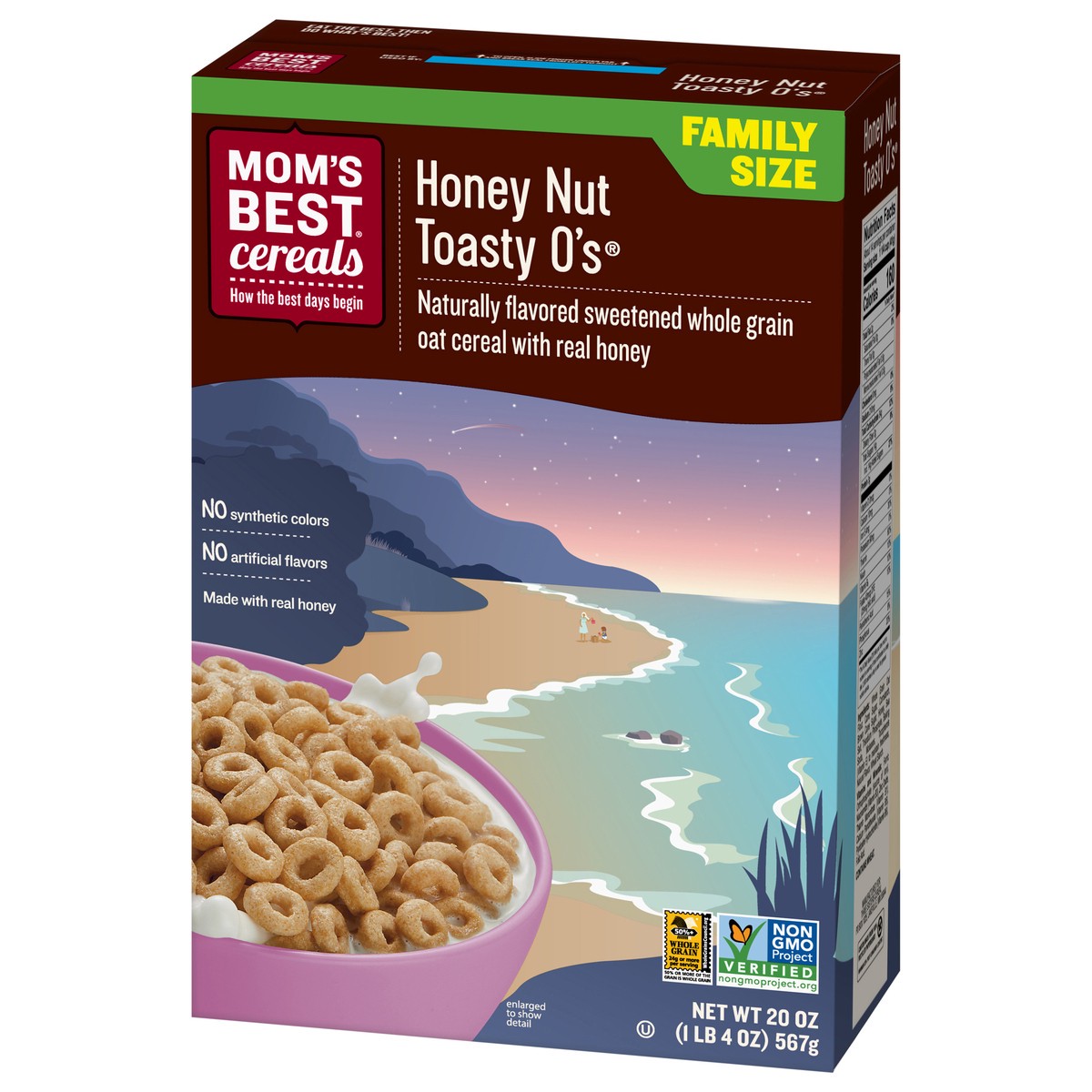 slide 9 of 13, Mom's Best Honey Nut Toasty O's Cereal Family Size 20 oz, 20 oz