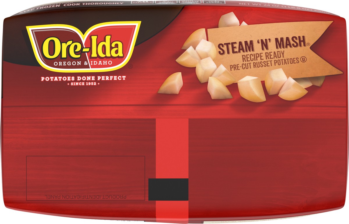 slide 3 of 9, Ore-Ida Home Style Steam 'N' Mash Recipe Ready Pre-Cut Russet Potatoes Frozen Side Dish, 24 oz Bag, 24 oz